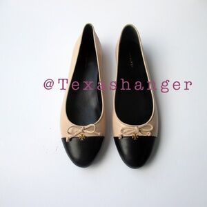 NIB Tory Burch Cap-Toe Ballet Flat size 9 Rose Pink/Perfect Black